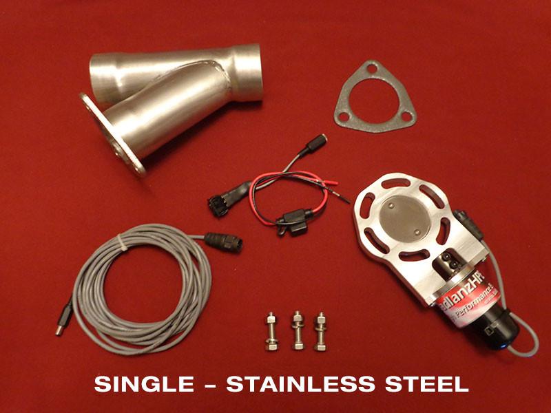 Badlanz HPE 3.0 Inch Electric Exhaust Cutout Stainless Y Kit - Click Image to Close